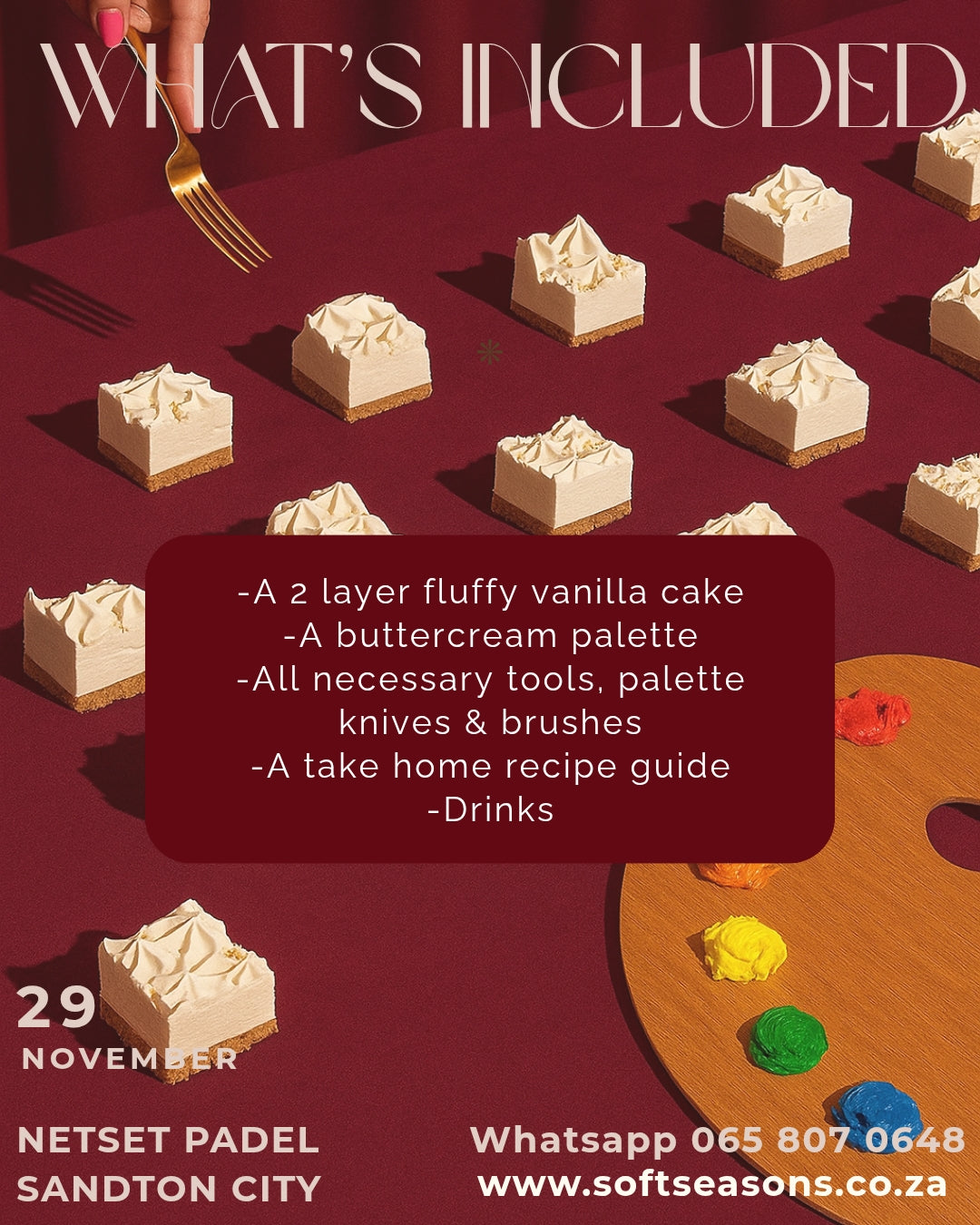 Cake decorating class with mayyeah bakes-Hosted at net set padel Sandton